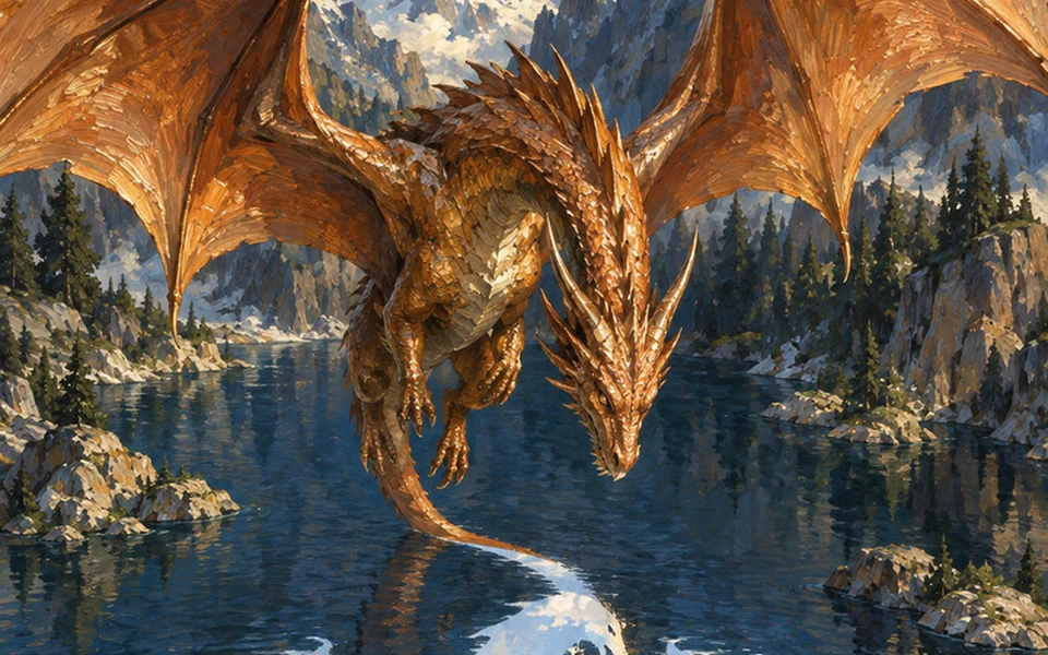 A spectacular dragon illustration from Crown of Horizons